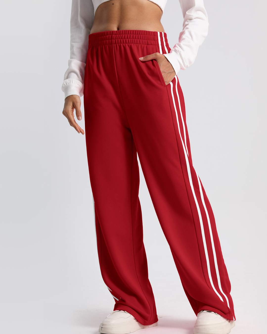 Striped High Waist Wide-leg Straight Sweatpants