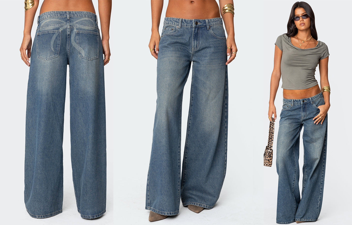 Printed Wide Leg Jeans