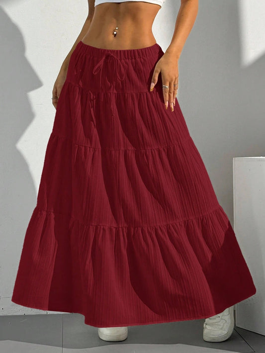 Tie-Waist Loose Maxi Skirt