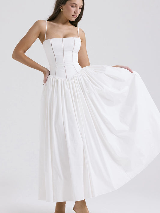 Moonlight-White French Camisole Dress