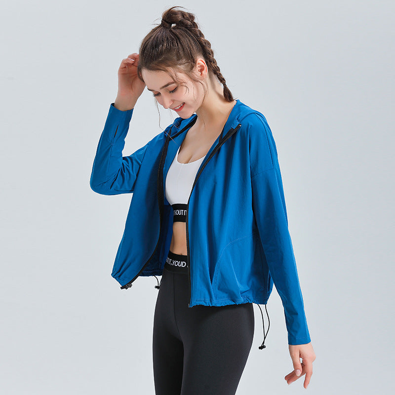 Hooded Zip-Up Quick-Dry Workout Top for Yoga & Running