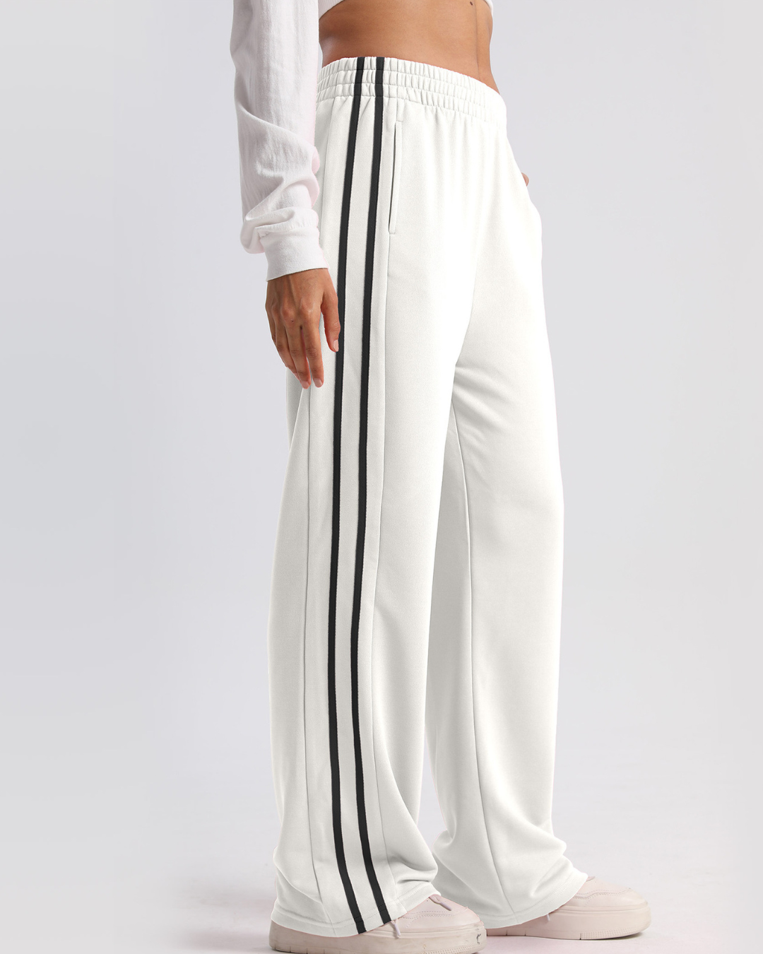 Striped High Waist Wide-leg Straight Sweatpants