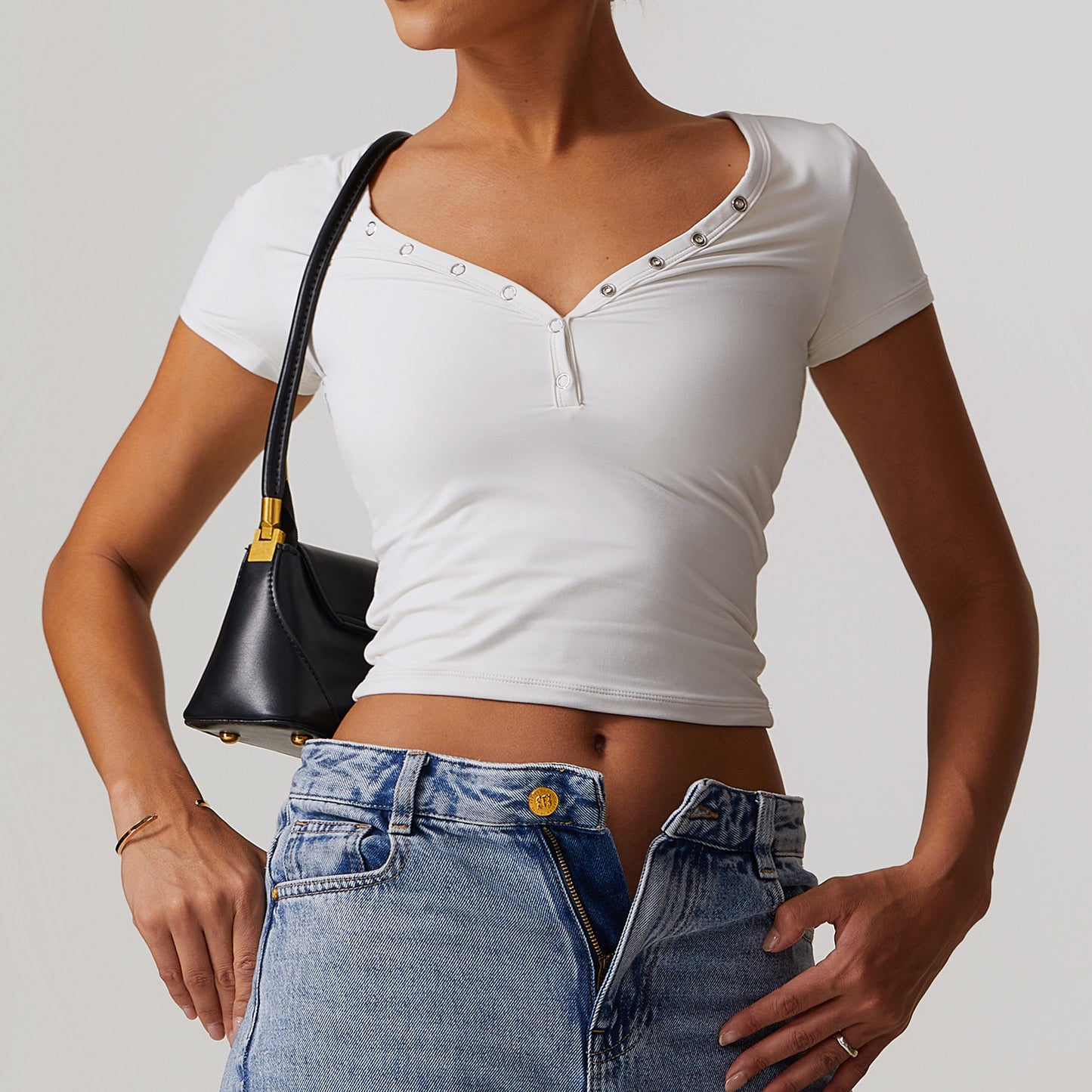 Brushed V-neck Sports T-shirt