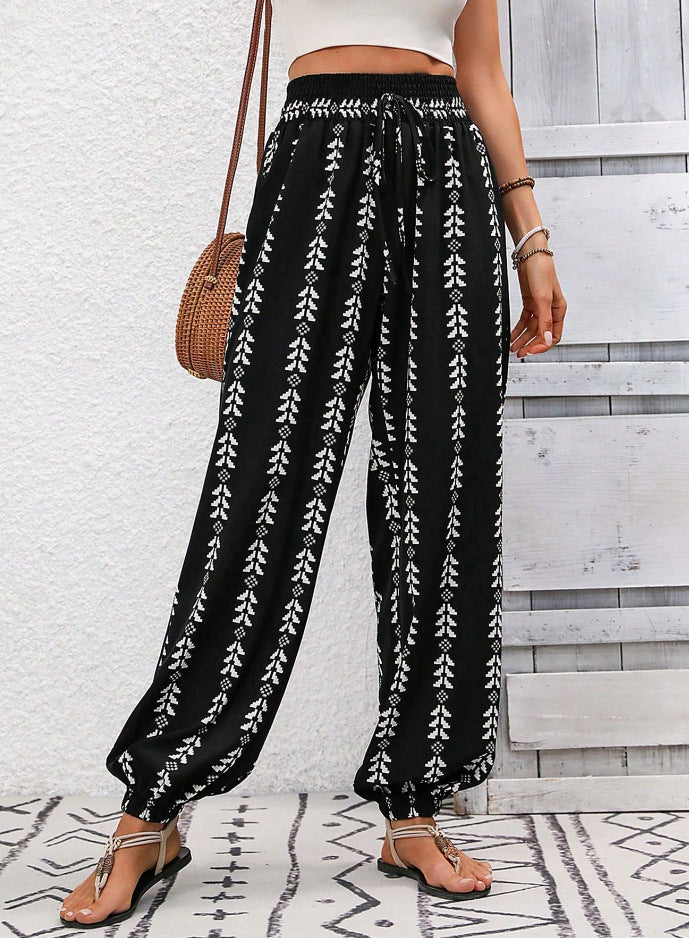 Wide-leg Bloomer Mesh Casual Pants