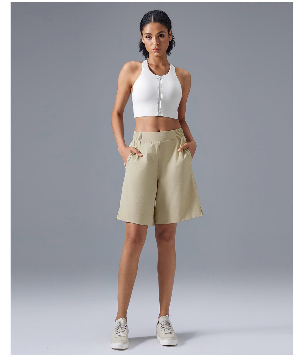 High-waisted sports shorts