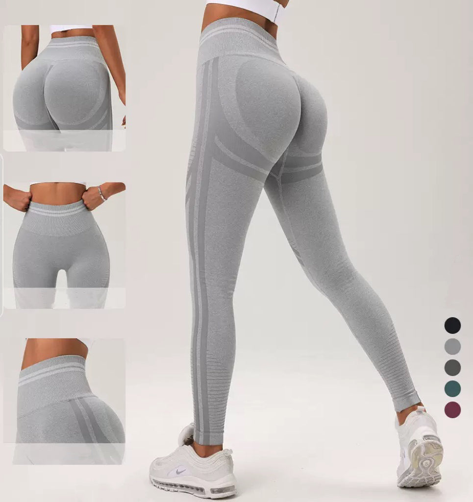 Seamless Striped Peach Butt Lift Tight Yoga Leggings
