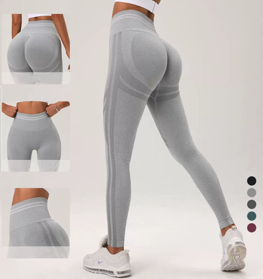 Seamless Striped Peach Butt Lift Tight Yoga Leggings