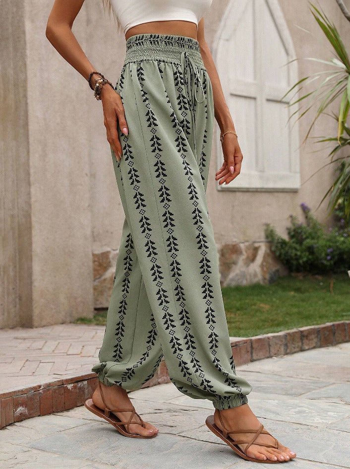 Wide-leg Bloomer Mesh Casual Pants
