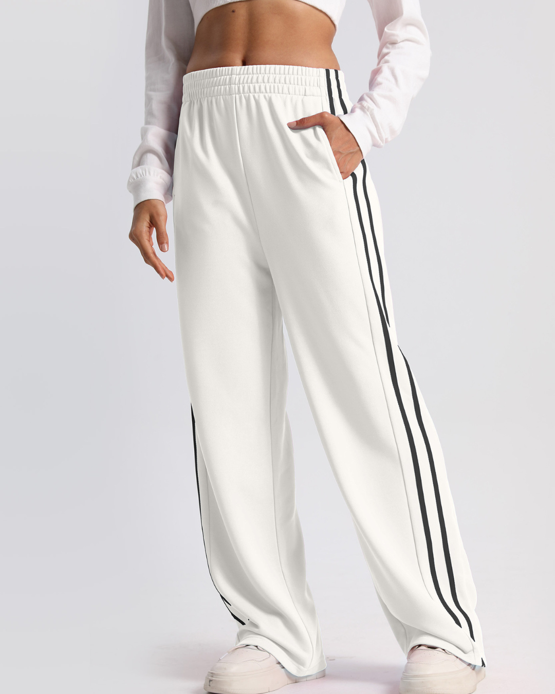 Striped High Waist Wide-leg Straight Sweatpants