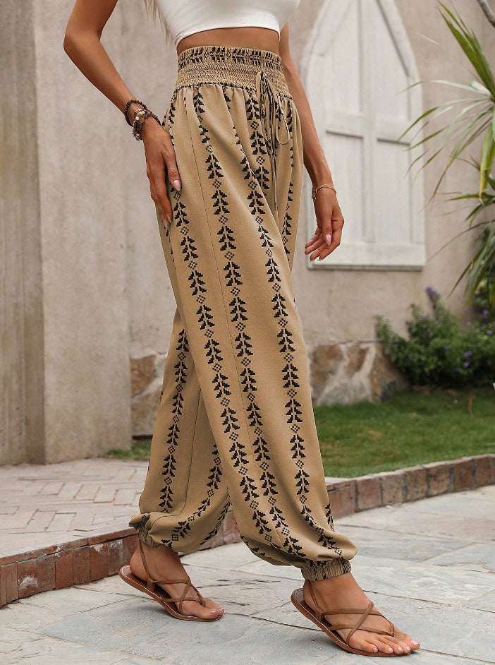 Wide-leg Bloomer Mesh Casual Pants