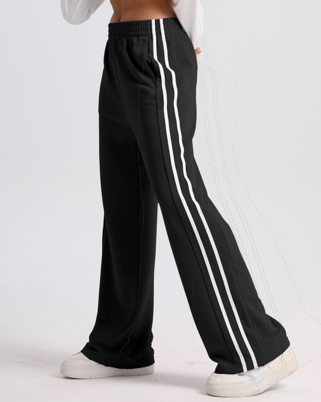 Striped High Waist Wide-leg Straight Sweatpants