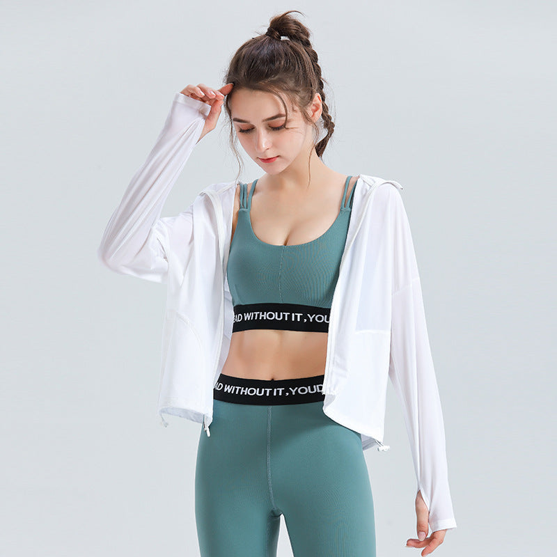 Hooded Zip-Up  Quick-Dry Workout Top for Yoga & Running