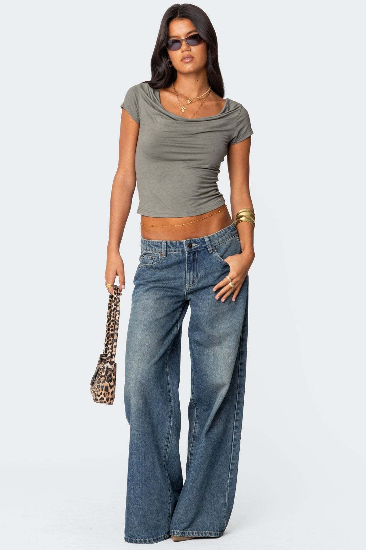 Printed Wide Leg Jeans
