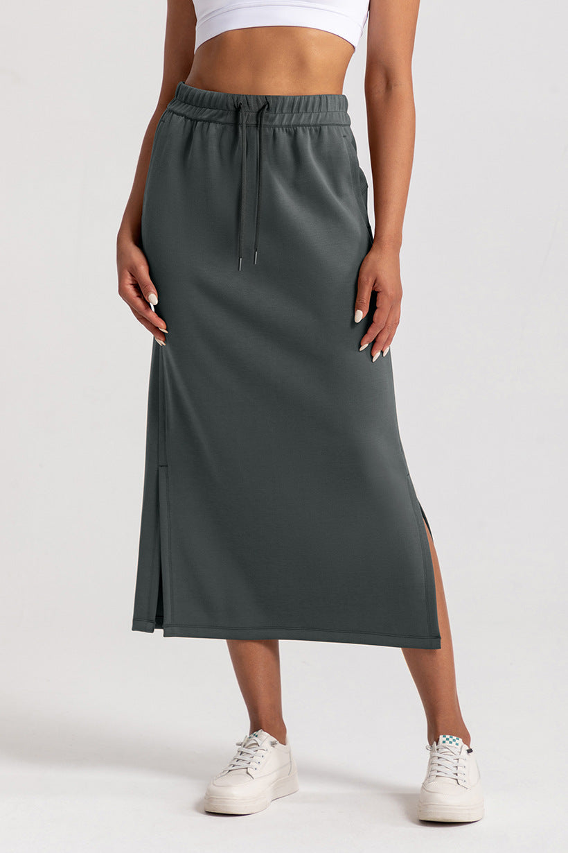 Modal High-Waisted Slit Maxi Skirt – Athletic Elegance