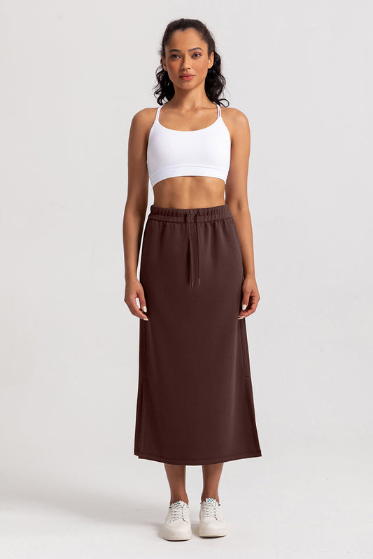 Modal High-Waisted Slit Maxi Skirt – Athletic Elegance