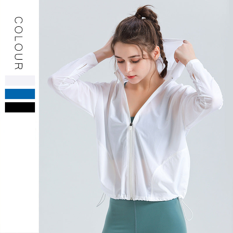 Hooded Zip-Up  Quick-Dry Workout Top for Yoga & Running