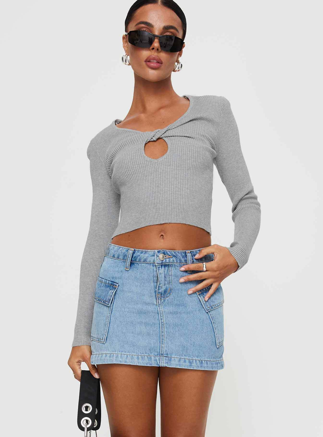 Women's Edgy Workwear Style Denim Mini Skirt