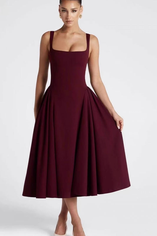 Hepburn-Style Waist-Cinched Camisole Dress