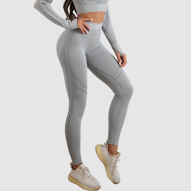 Seamless Striped Peach Butt Lift Tight Yoga Leggings