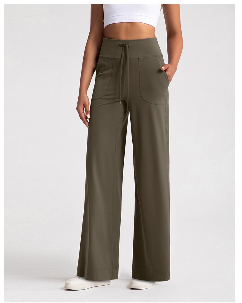High-Waisted Yoga Pants with Drawcord