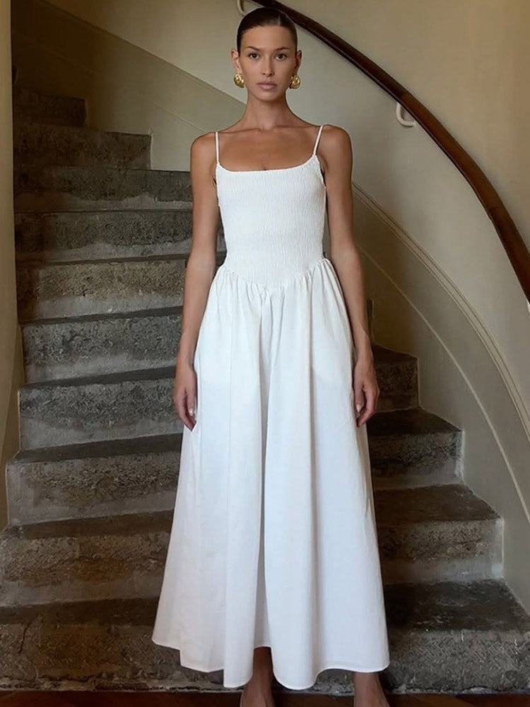 Spaghetti Strap High-Waisted Flared Skirt