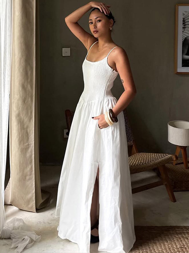 Spaghetti Strap High-Waisted Flared Skirt