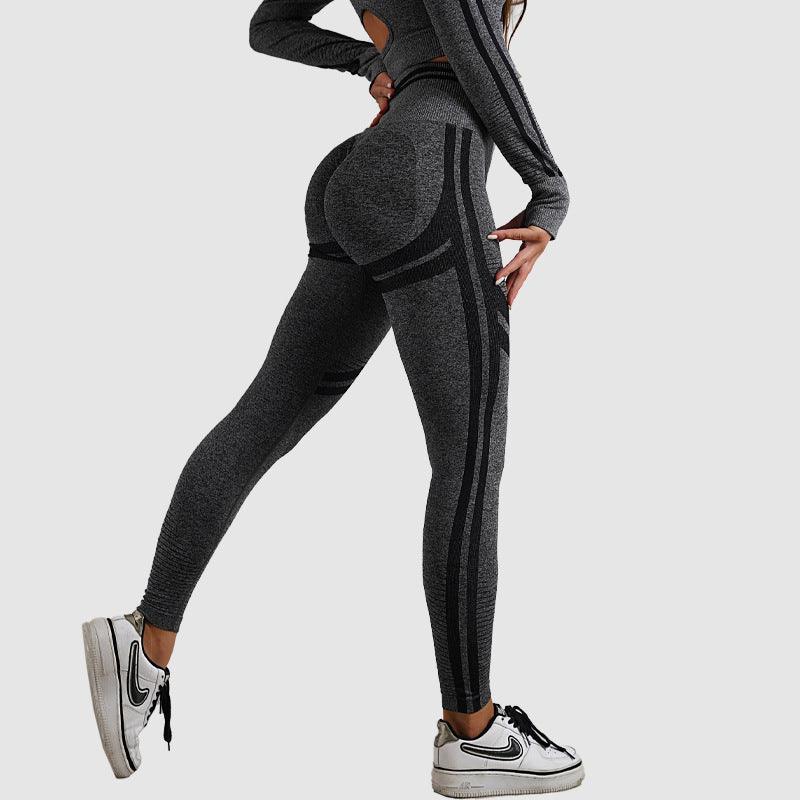 Seamless Striped Peach Butt Lift Tight Yoga Leggings