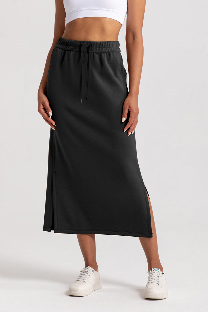 Modal High-Waisted Slit Maxi Skirt – Athletic Elegance