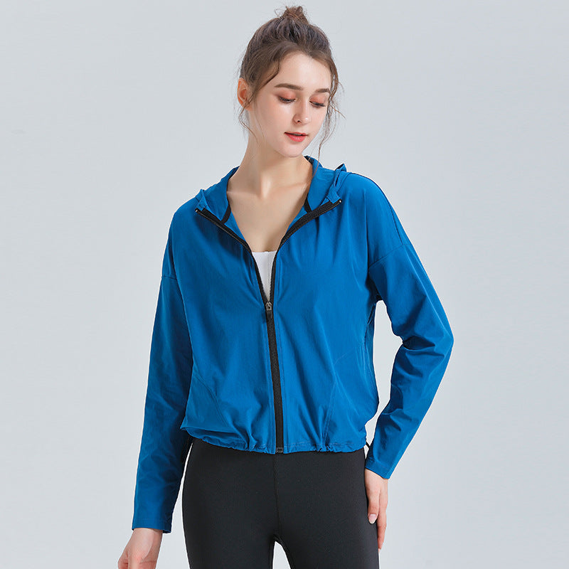 Hooded Zip-Up  Quick-Dry Workout Top for Yoga & Running