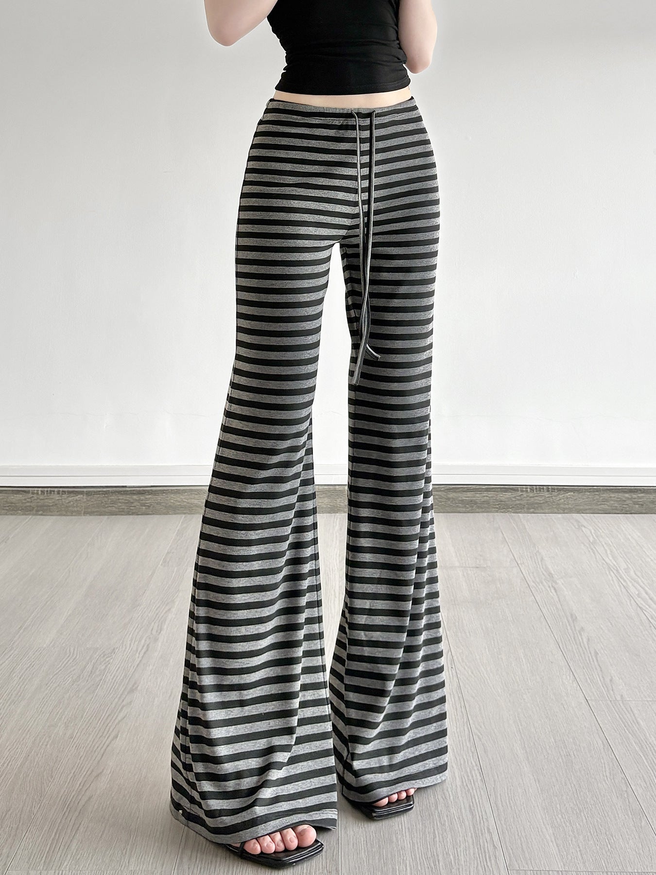 Striped Slim Flared Pants