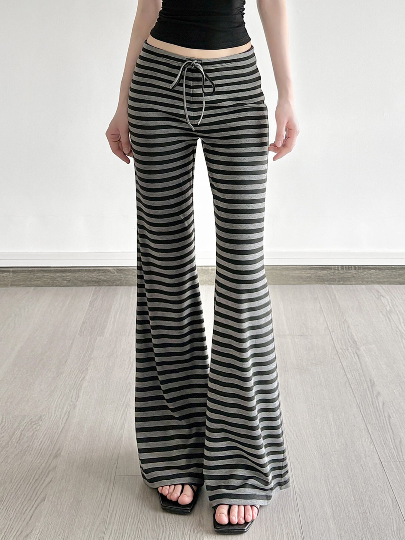 Striped Slim Flared Pants