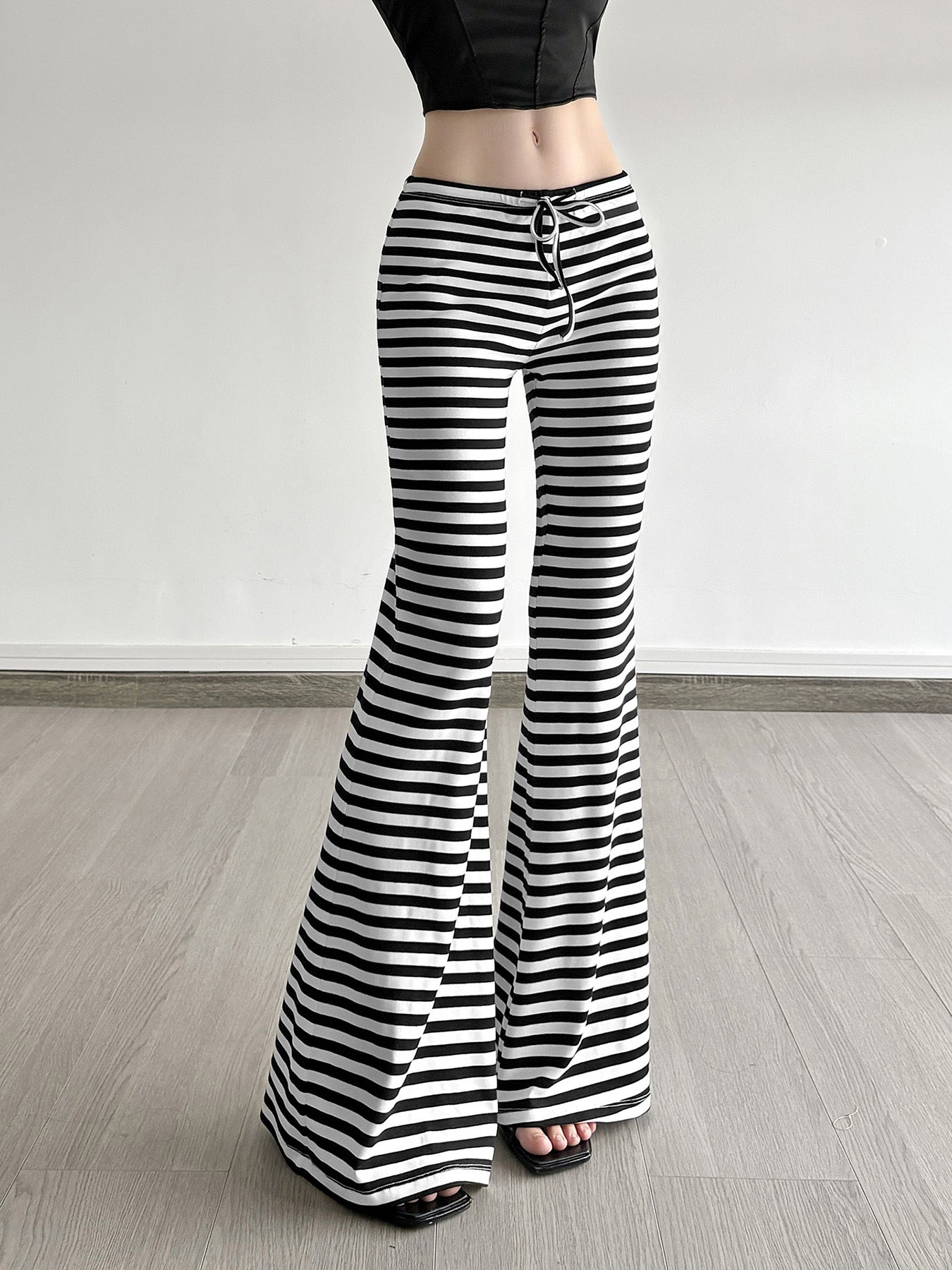 Striped Slim Flared Pants